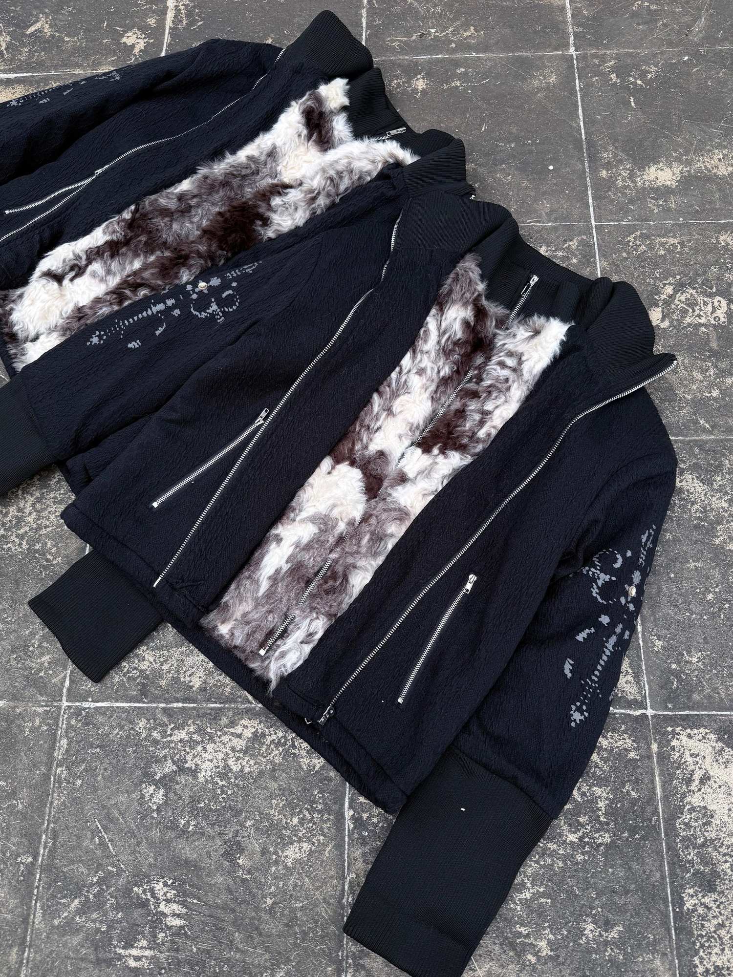 PAIKI Soft Warm Cow Print Punk Short Stand Collar Unisex Zipper Casual Jackets