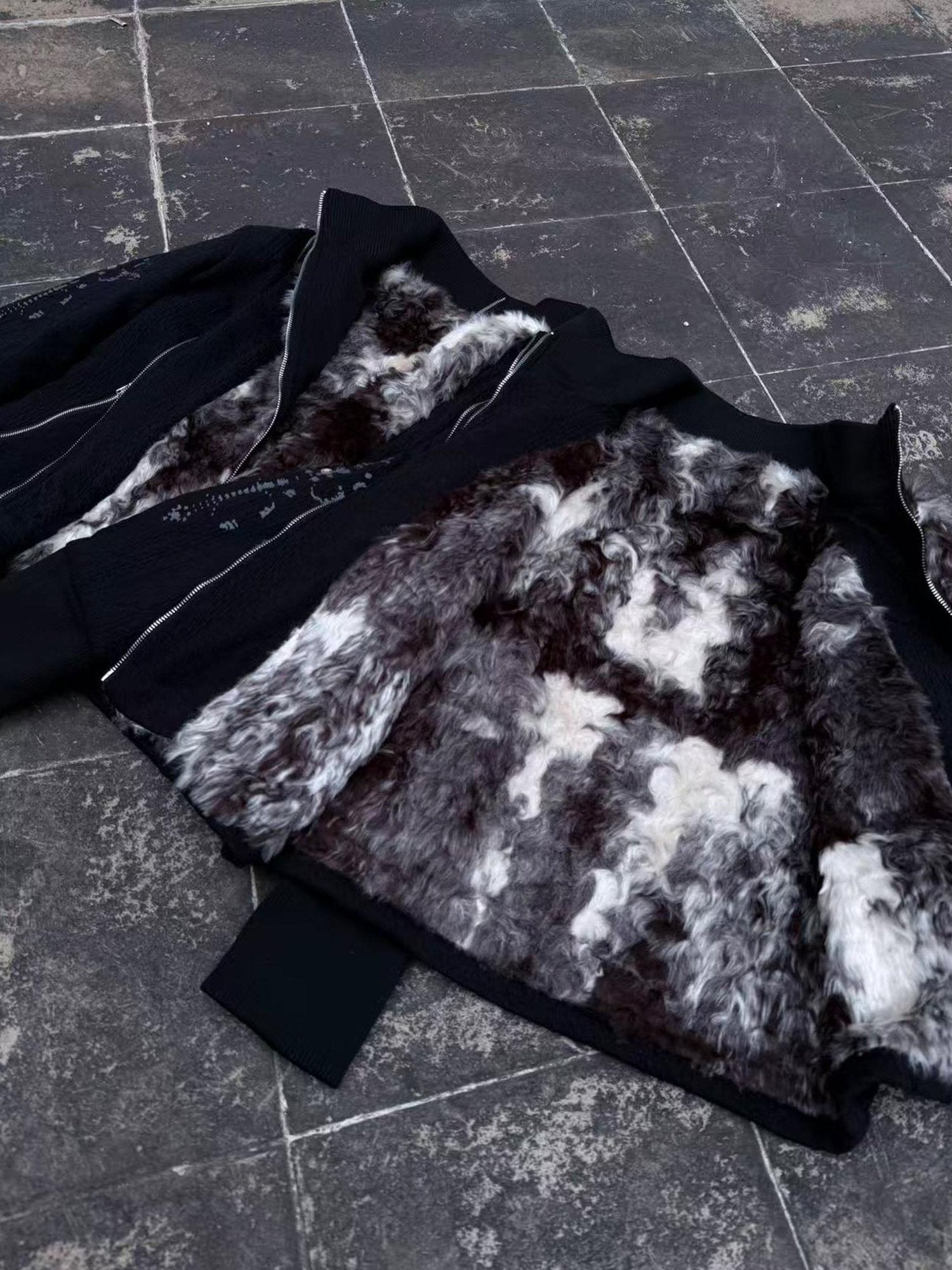 PAIKI Soft Warm Cow Print Punk Short Stand Collar Unisex Zipper Casual Jackets