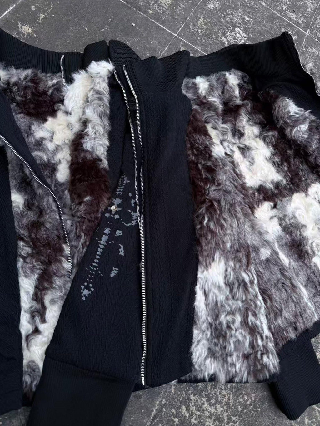 PAIKI Soft Warm Cow Print Punk Short Stand Collar Unisex Zipper Casual Jackets