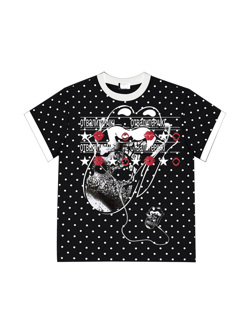 PAIKI Sorona Blend Polka Dot Digital Print Unisex Crew Neck Short Sleeve T-Shirts