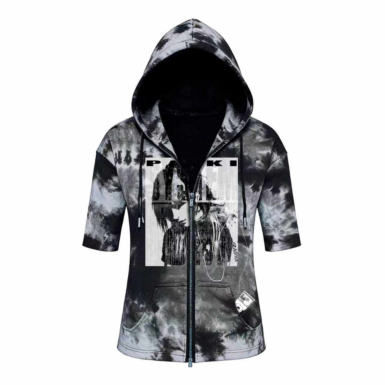 PAIKI_Sorona_Blend_Slim_Fit_Punk_Hooded_Zipper_Unisex_Tie_Dye_Short_Sleeve_T-Shirts_MISSTT