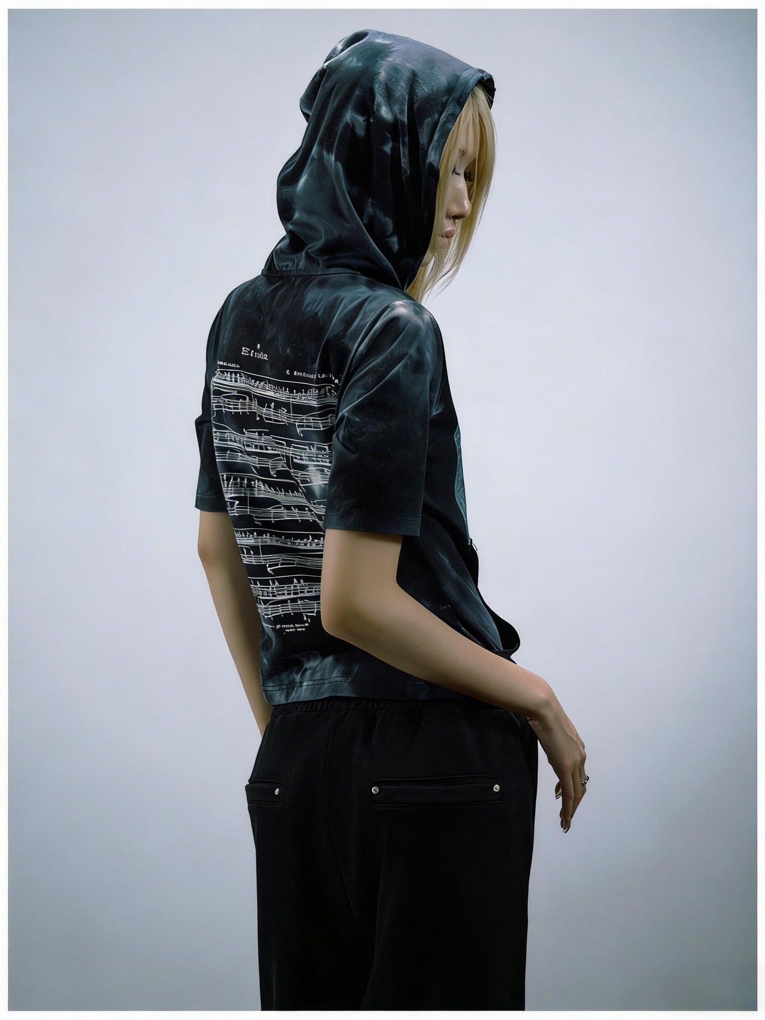 PAIKI Sorona Blend Slim Fit Punk Hooded Zipper Unisex Tie Dye Short Sleeve T-Shirts