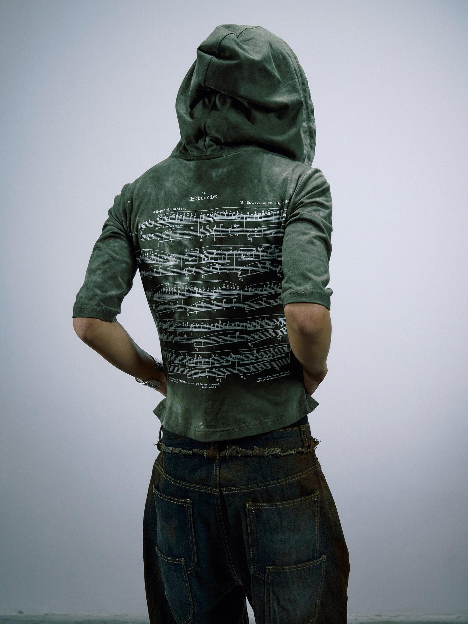 PAIKI Sorona Blend Slim Fit Punk Hooded Zipper Unisex Tie Dye Short Sleeve T-Shirts
