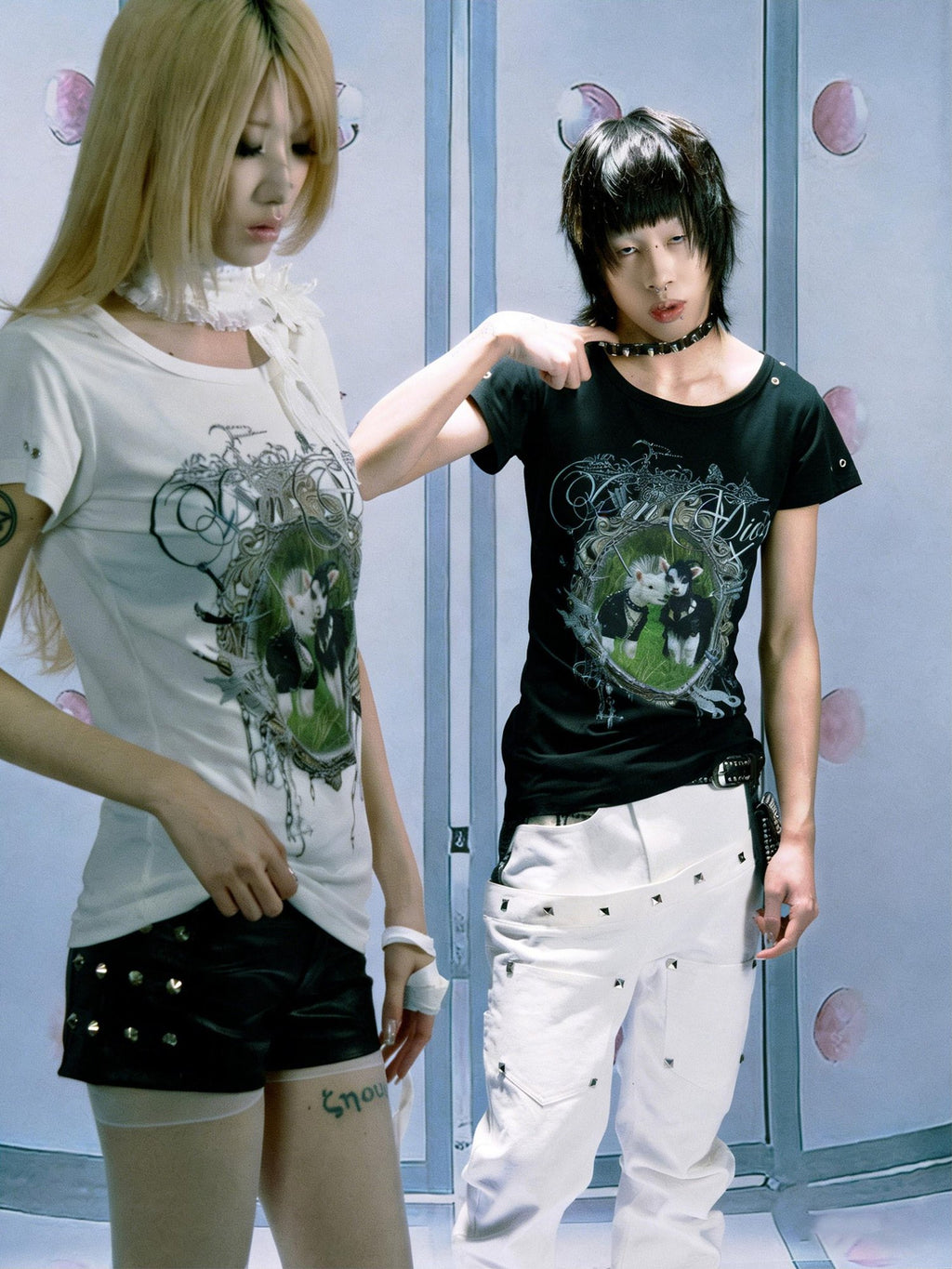 PAIKI Sorona Cotton Slim Fit Punk Animal Print Unisex Long Sleeve T-Shirts