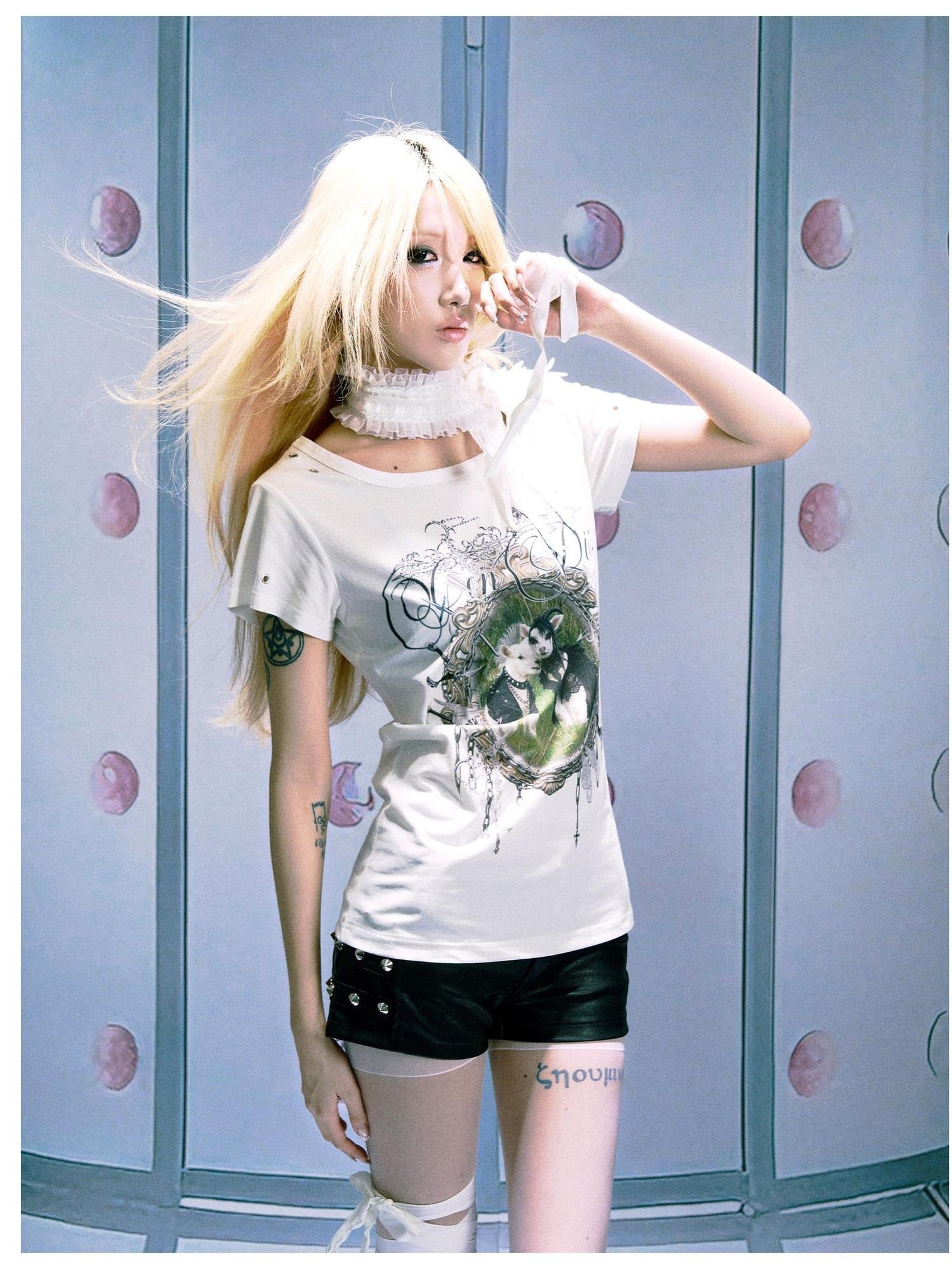 PAIKI Sorona Cotton Slim Fit Punk Animal Print Unisex Long Sleeve T-Shirts
