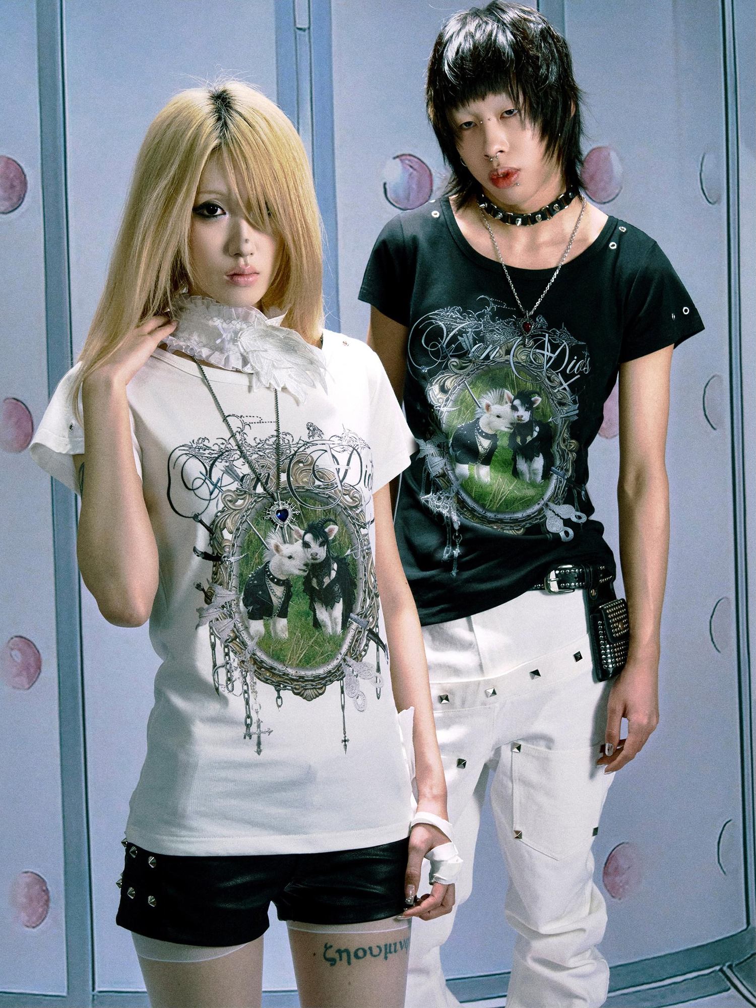 PAIKI Sorona Cotton Slim Fit Punk Animal Print Unisex Long Sleeve T-Shirts