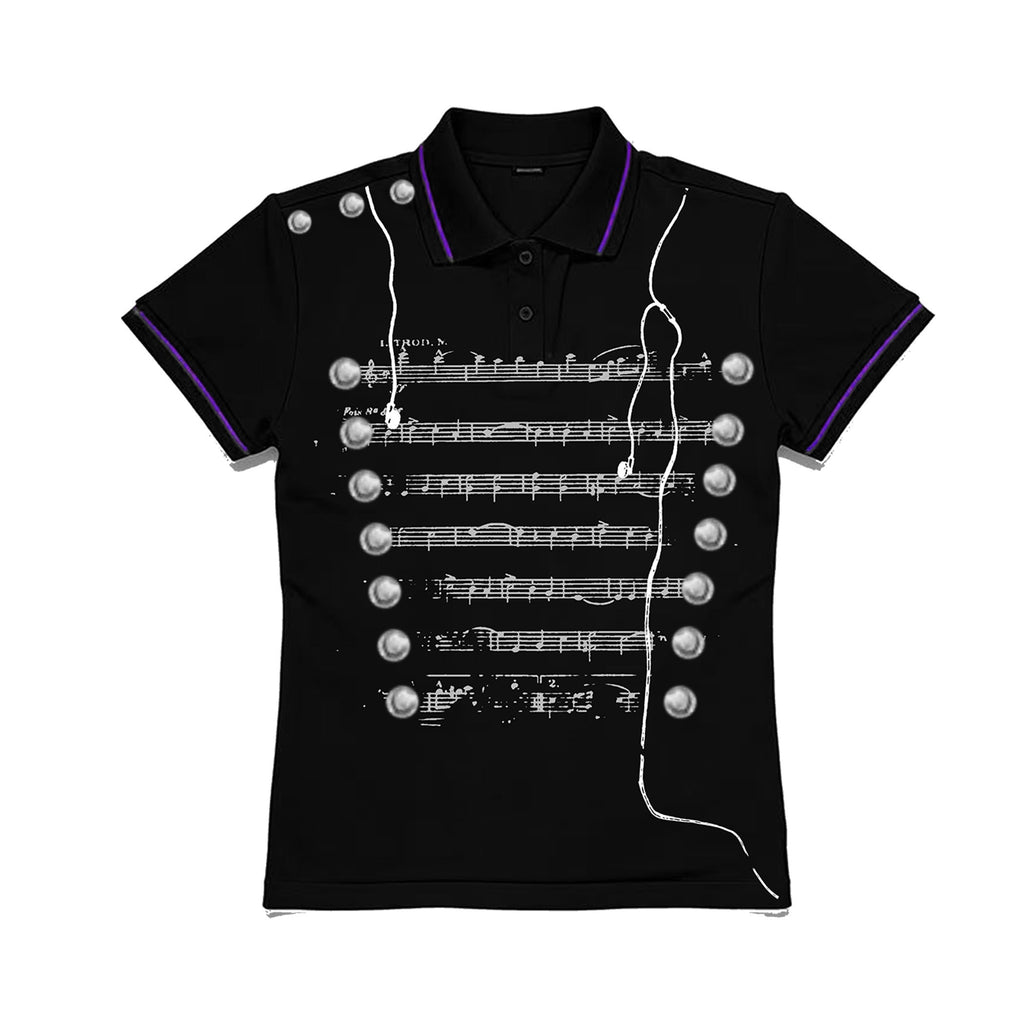 PAIKI_Sorona_Slim_Fit_Polo_Collar_Metal_Buckle_Unisex_Black_Short_Sleeve_T-Shirts_MISSTT