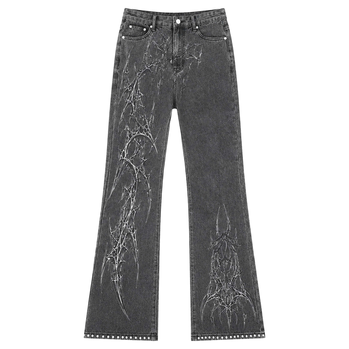 PAIKI_Spider_Thorn_Beaded_Washed_Grey_Denim_Women's_Straight_Jeans_1078201227571_MISSTT