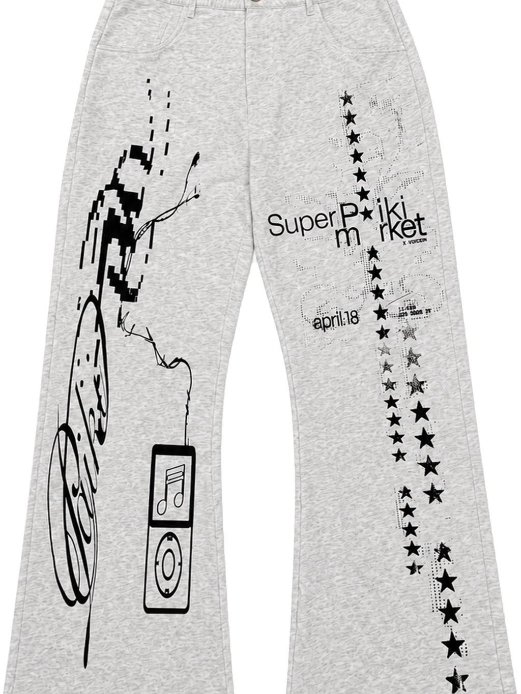 PAIKI Star Print Flared Loose Fit Cotton Women's Sweatpants