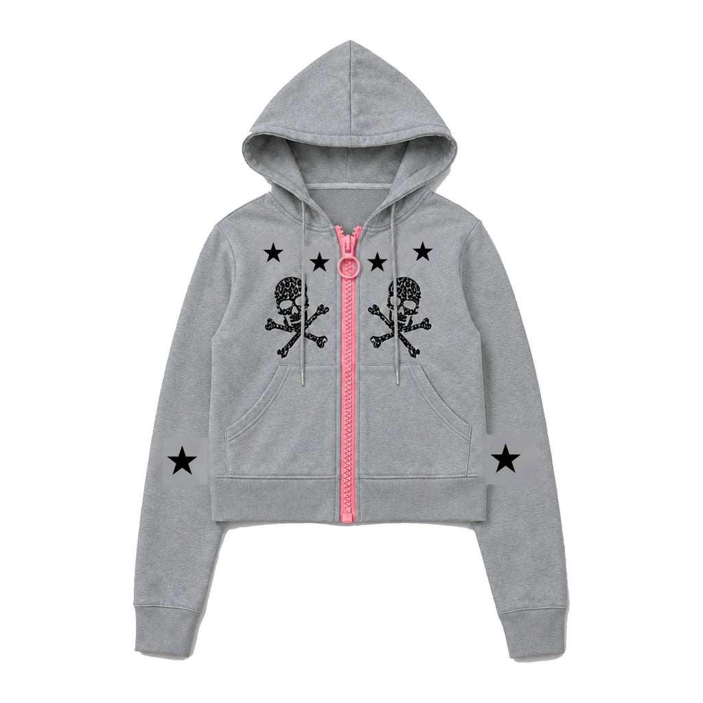PAIKI_Star_Skull_Embroidered_Zip_Design_Women's_Cotton_Blend_Zip-up_Hoodies_1074975360967_MISSTT