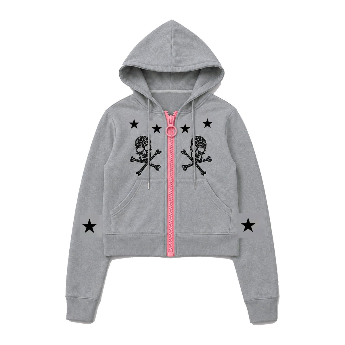 PAIKI_Star_Skull_Embroidered_Zip_Design_Women's_Cotton_Blend_Zip-up_Hoodies_1074975360967_MISSTT