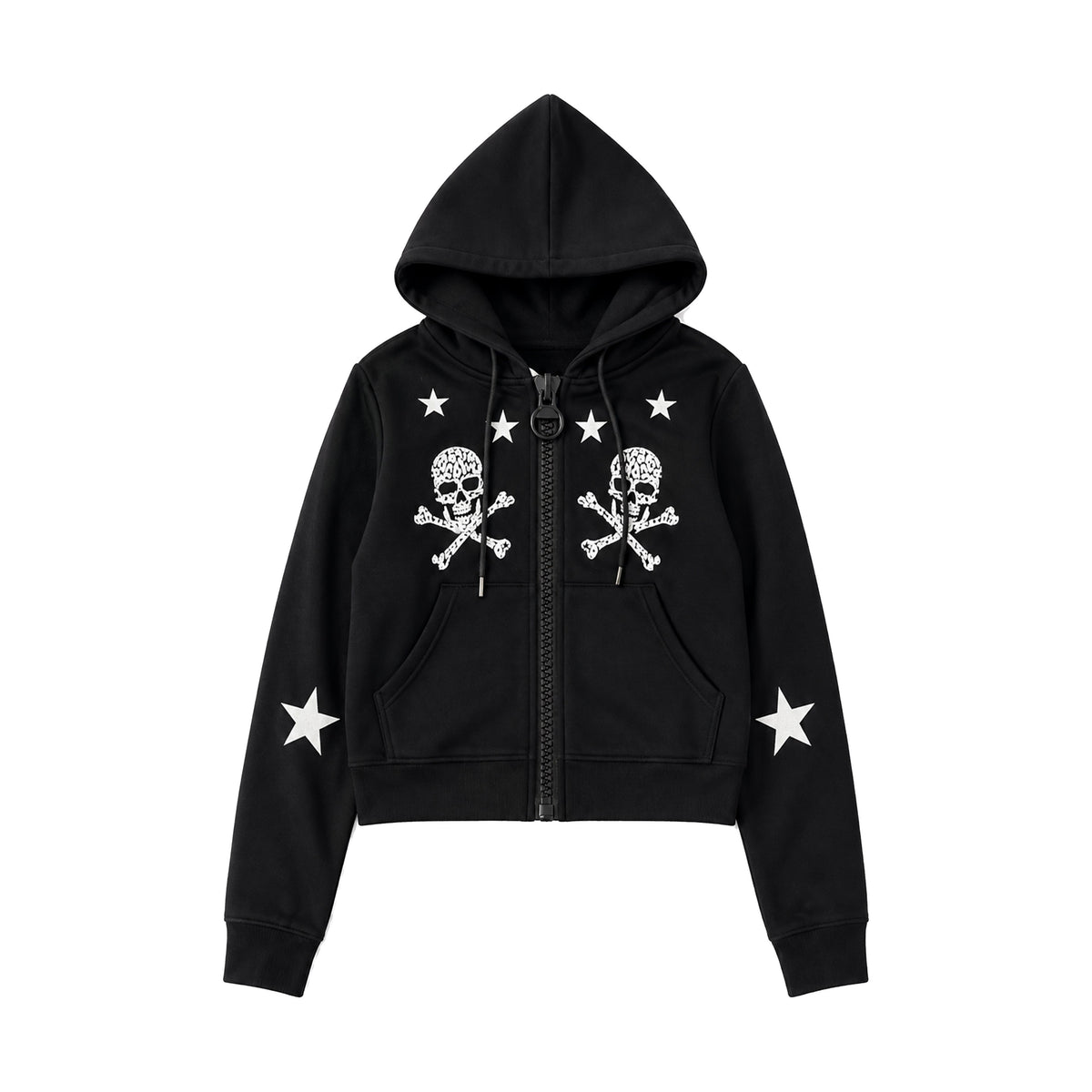 PAIKI_Star_Skull_Embroidered_Zip_Design_Women's_Cotton_Blend_Zip-up_Hoodies_1074975360967_MISSTT