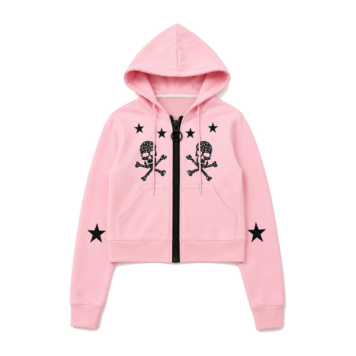 PAIKI_Star_Skull_Embroidered_Zip_Design_Women's_Cotton_Blend_Zip-up_Hoodies_1074975360967_MISSTT