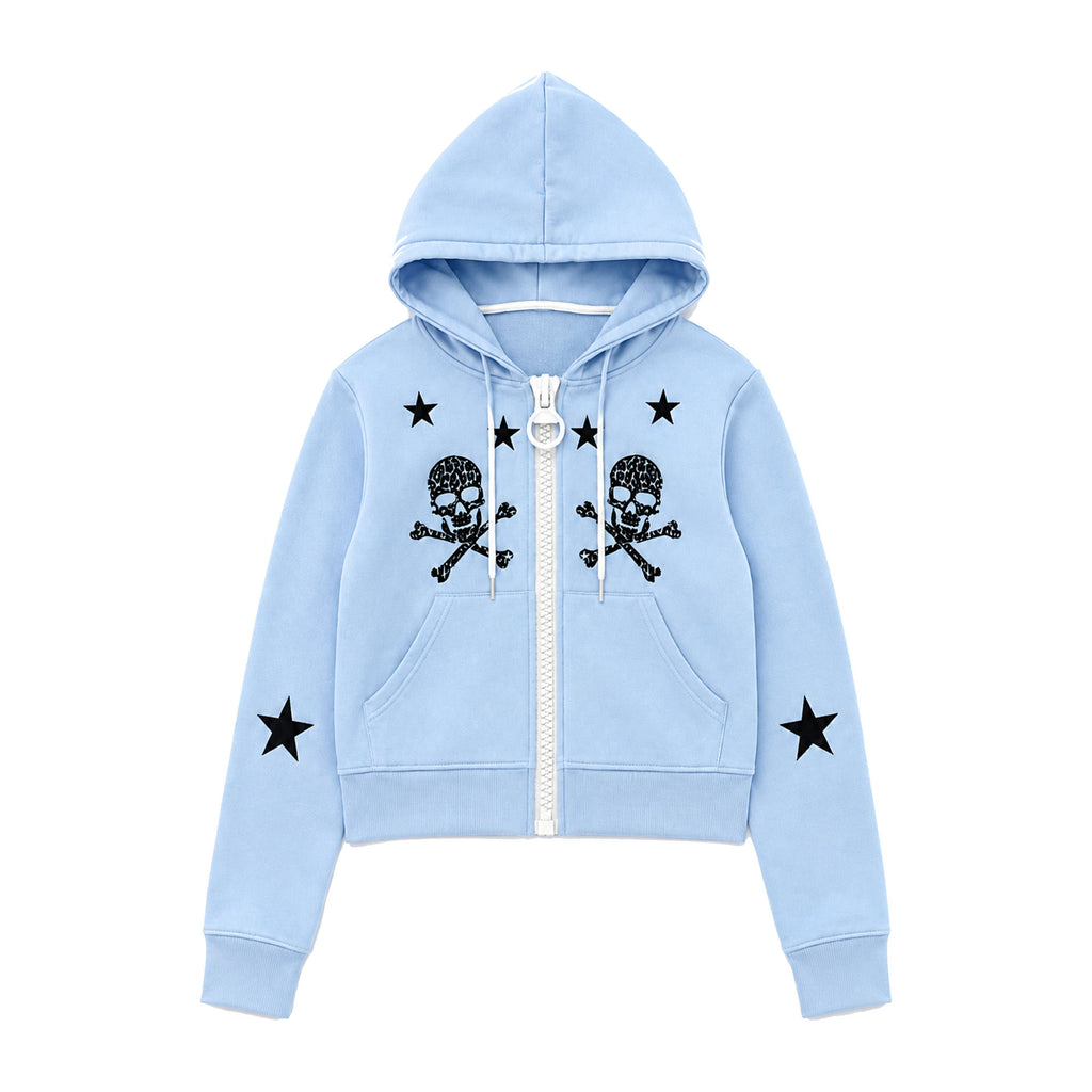 PAIKI_Star_Skull_Embroidered_Zip_Design_Women's_Cotton_Blend_Zip-up_Hoodies_1074975360967_MISSTT