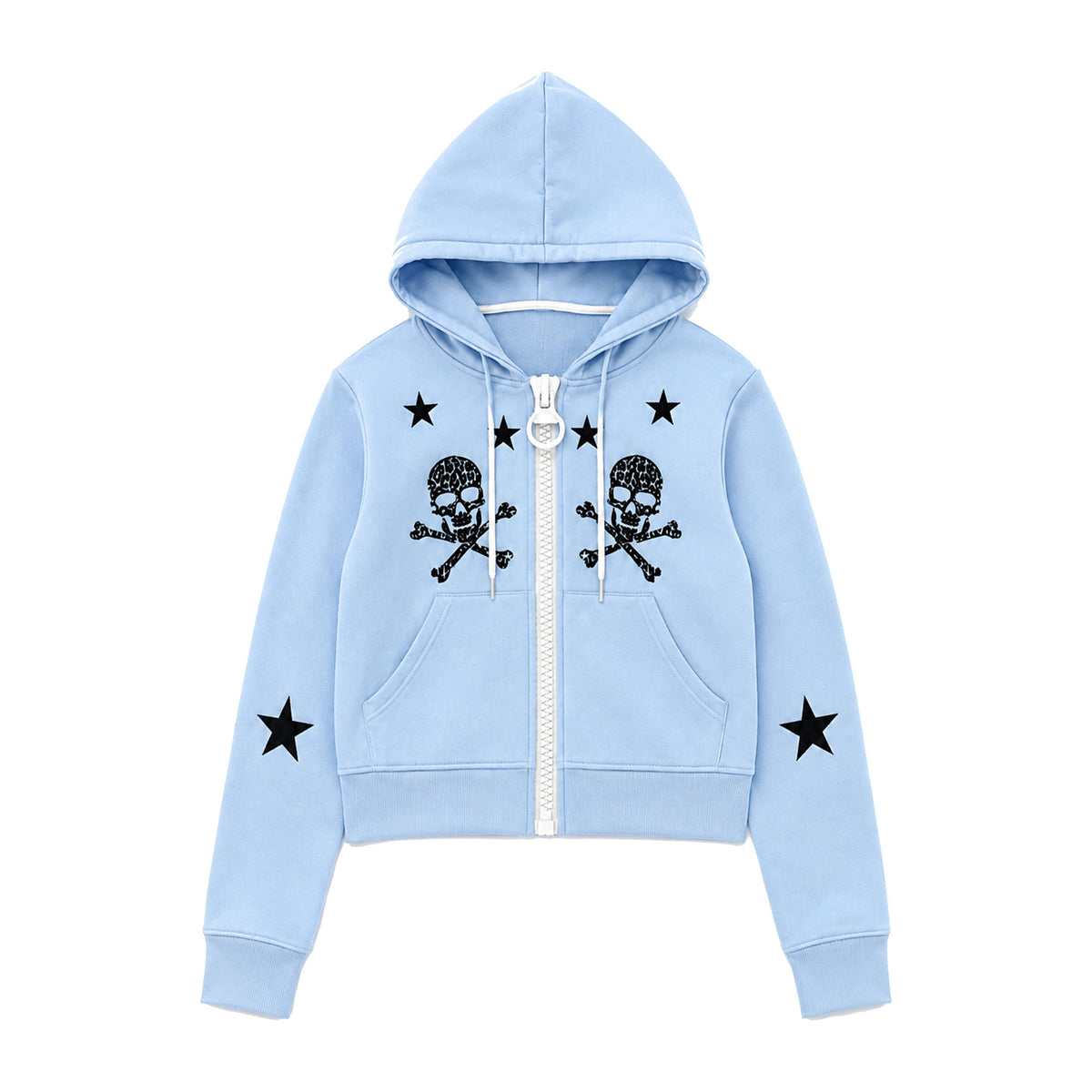 PAIKI_Star_Skull_Embroidered_Zip_Design_Women's_Cotton_Blend_Zip-up_Hoodies_1074975360967_MISSTT