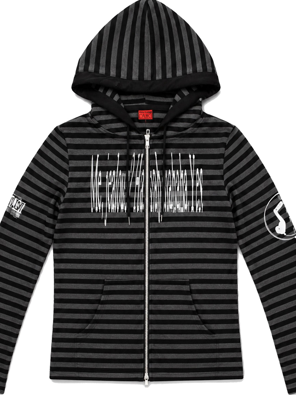 PAIKI Striped Embroidered Punk Slim Fit Women's Cotton Zip-up Hoodies