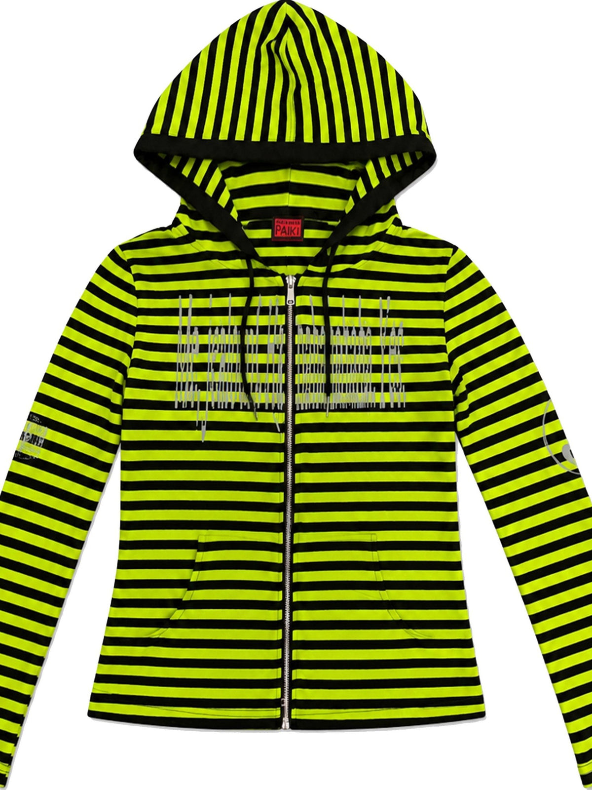 PAIKI Striped Embroidered Punk Slim Fit Women's Cotton Zip-up Hoodies