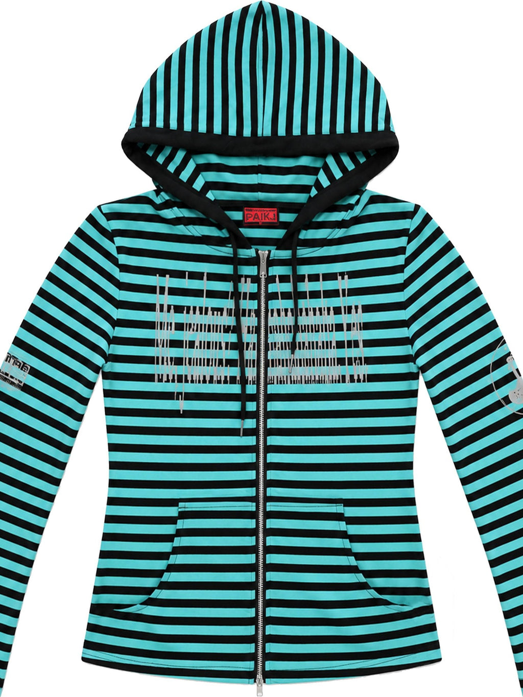 PAIKI Striped Embroidered Punk Slim Fit Women's Cotton Zip-up Hoodies