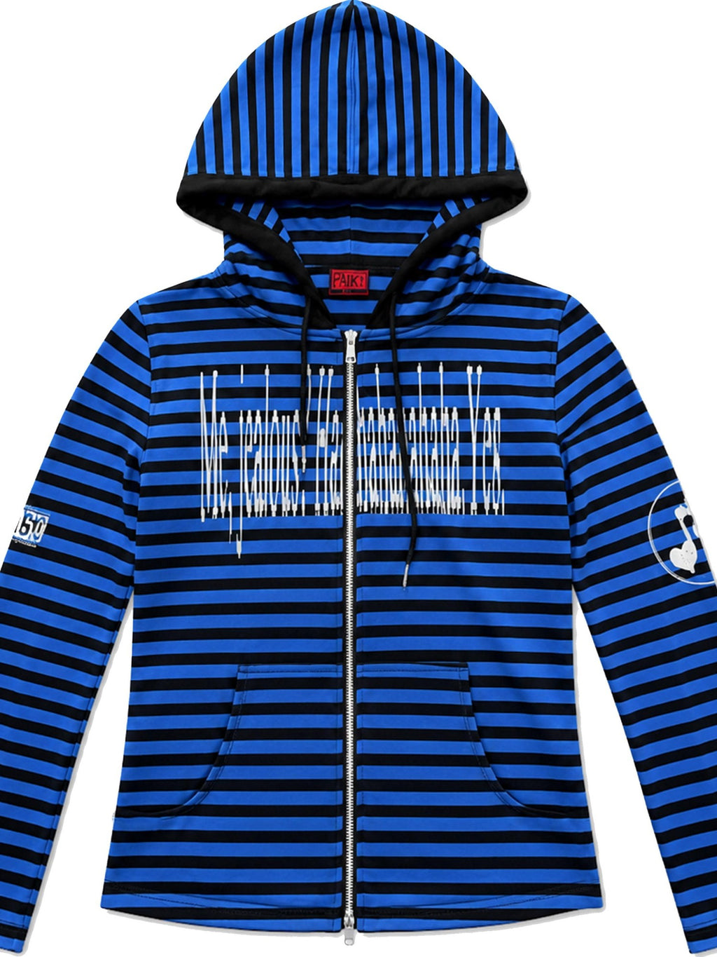 PAIKI Striped Embroidered Punk Slim Fit Women's Cotton Zip-up Hoodies