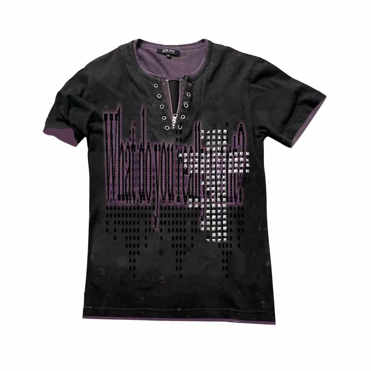 PAIKI_Studded_Cross_Hood_Zip_Unisex_Casual_Cotton_Purple_Gray_Short_Sleeve_T-Shirts_MISSTT