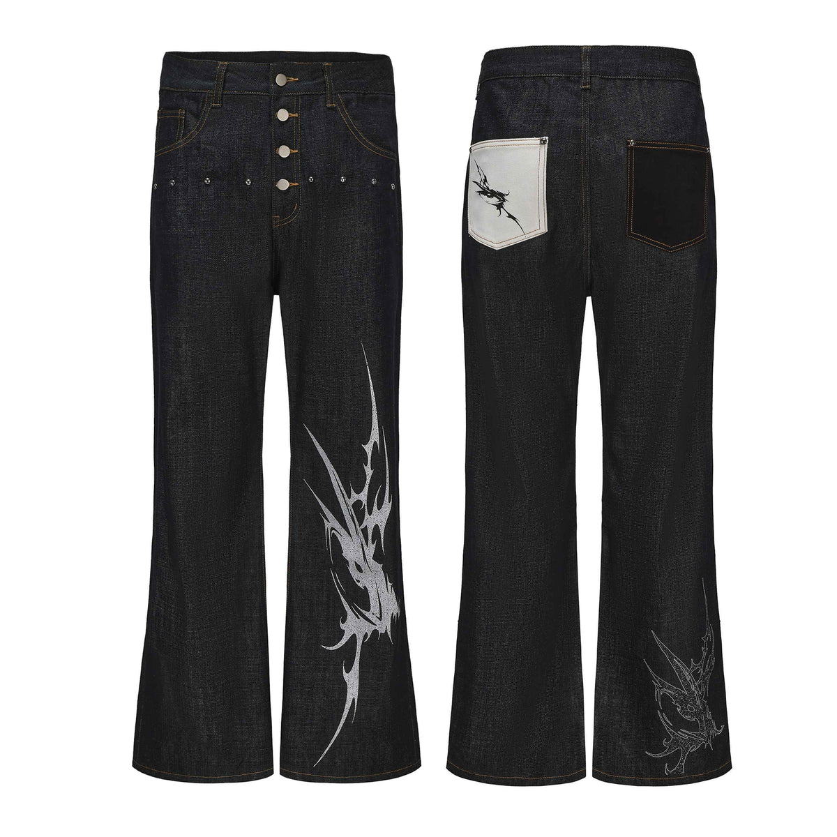 PAIKI_Studded_Mid_Rise_Loose_Flare_Black_Denim_Casual_Men_Youth_Straight_Jeans_MISSTT