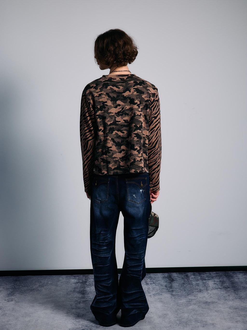 PAIKI Tiger Camo Studded Rhinestone Graphic Women's Cotton Pullover Hoodies