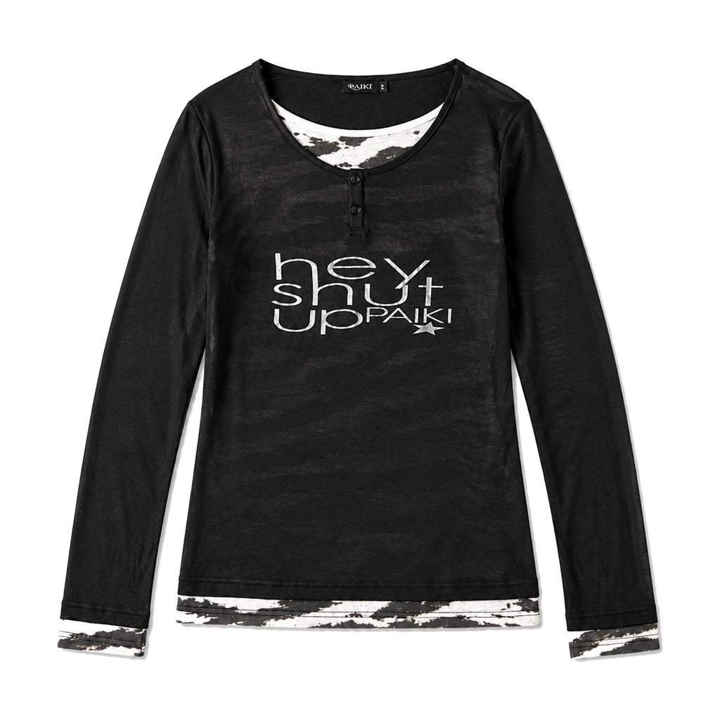 PAIKI_Tiger_Print_Layered_Look_Henley_Neck_Lyocell_Women's_Long_Sleeve_T-shirts_1081125124135_MISSTT