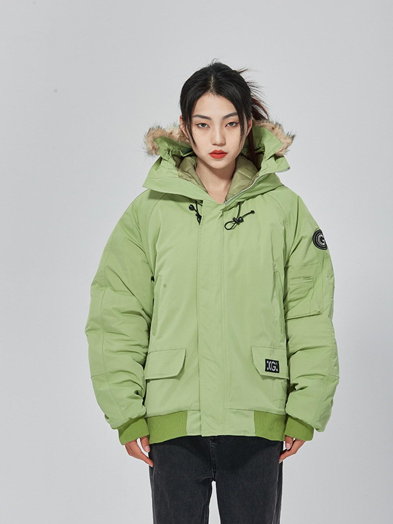 PAIKI Warm Cotton Filled Loose Fit Multi Pocket Detachable Hood Cleanfit Puffer Jackets