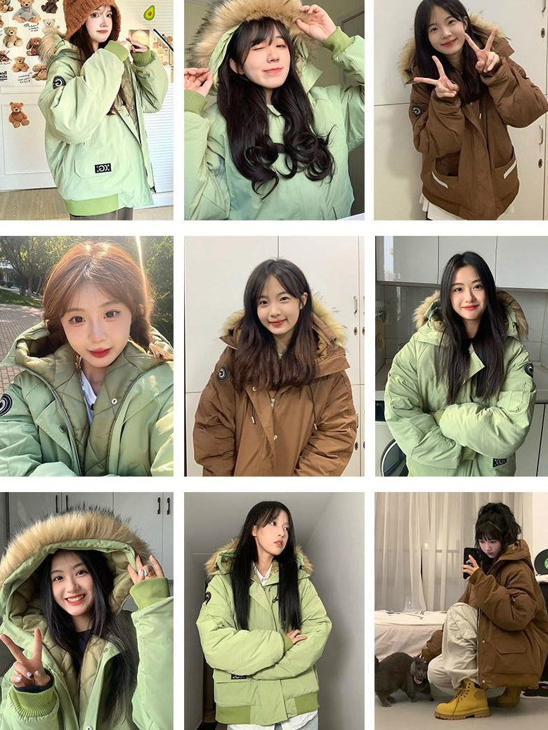PAIKI Warm Cotton Filled Loose Fit Multi Pocket Detachable Hood Cleanfit Puffer Jackets