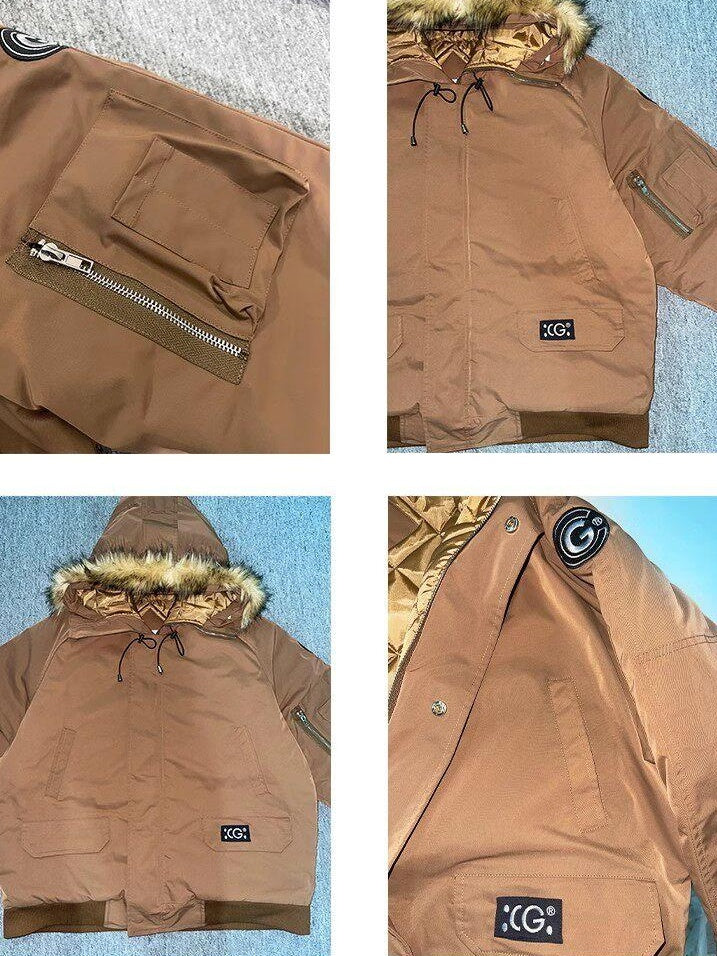 PAIKI Warm Cotton Filled Loose Fit Multi Pocket Detachable Hood Cleanfit Puffer Jackets