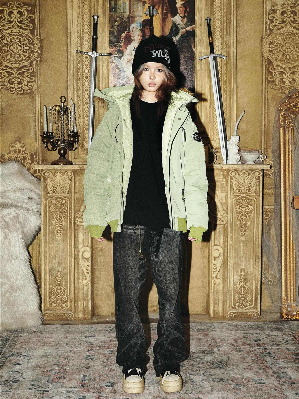 PAIKI Warm Cotton Filled Loose Fit Multi Pocket Detachable Hood Cleanfit Puffer Jackets