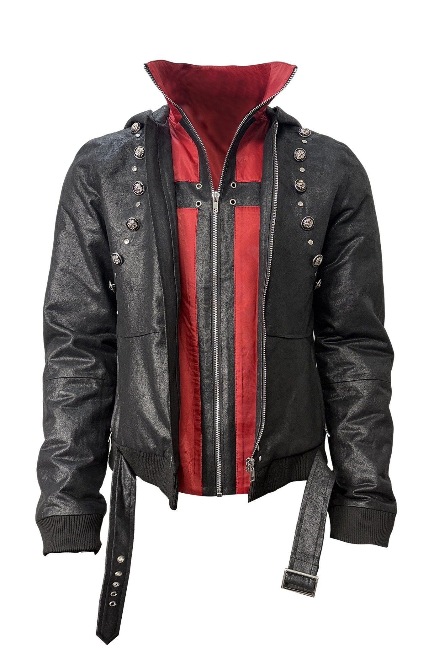 PAIKI_Warm_Hooded_Ultra_Slim_Black_Clean_Fit_Zipper_Casual_Polyester_Leather_Jackets_MISSTT