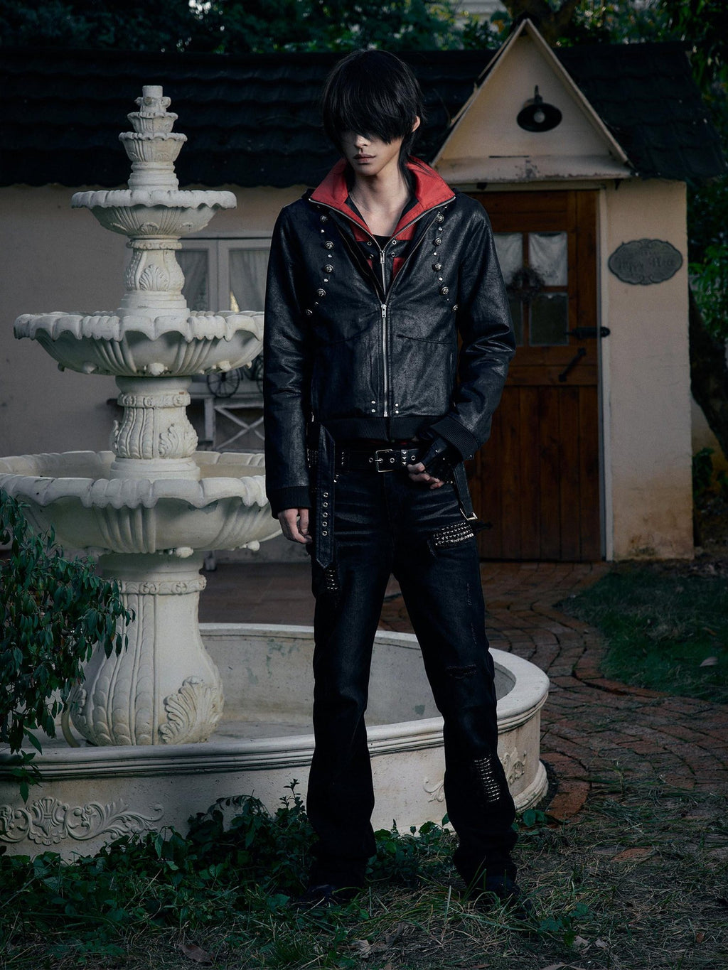 PAIKI Warm Hooded Ultra Slim Black Clean Fit Zipper Casual Polyester Leather Jackets