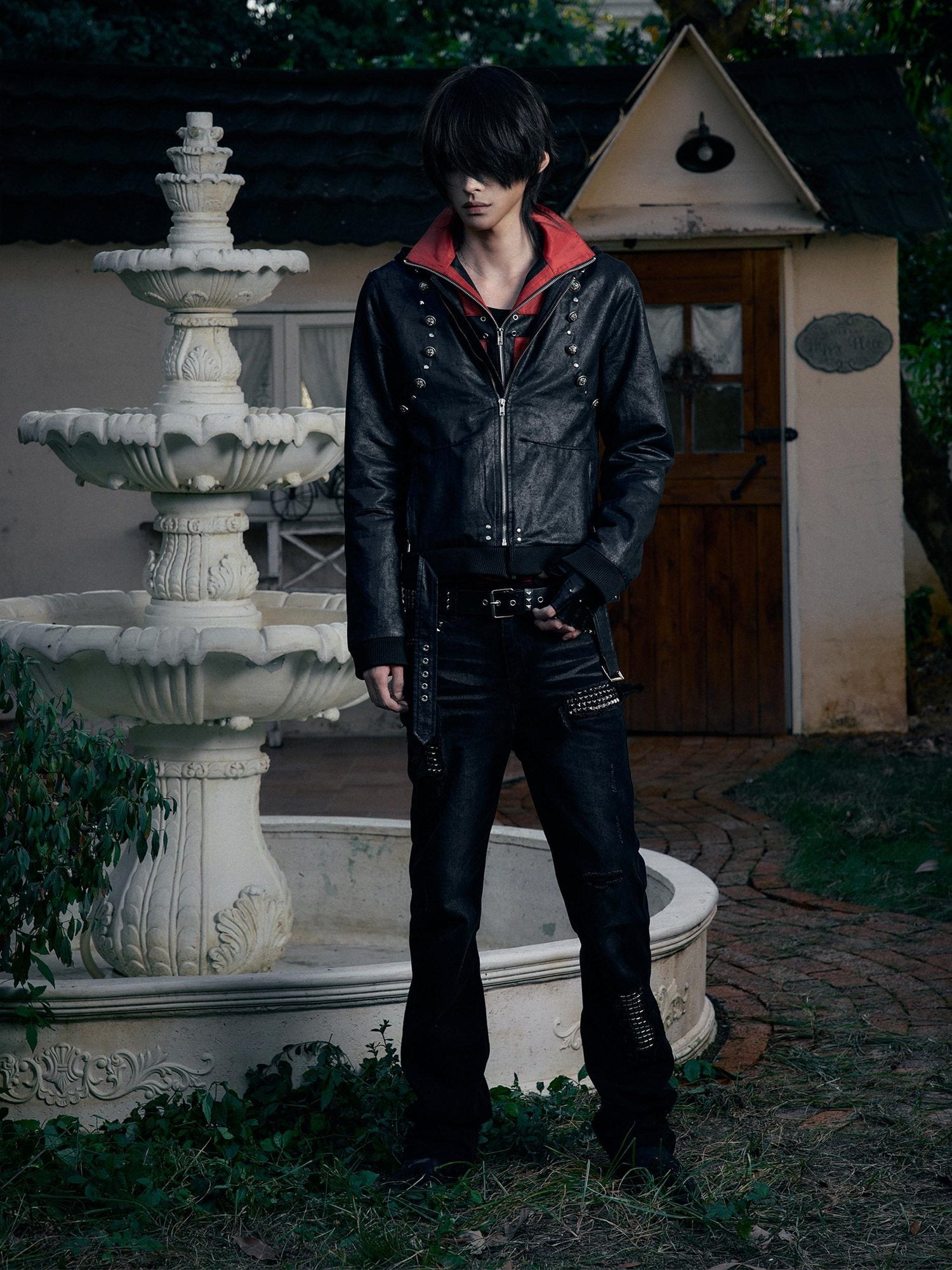 PAIKI Warm Hooded Ultra Slim Black Clean Fit Zipper Casual Polyester Leather Jackets
