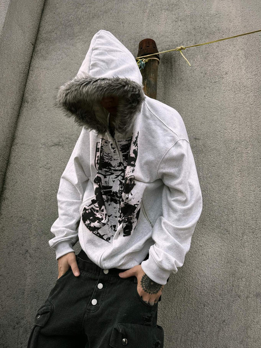 PAIKI Warm Slim Fit Hooded Zip Up Graphic Print Unisex Teen Polyester Hoodies