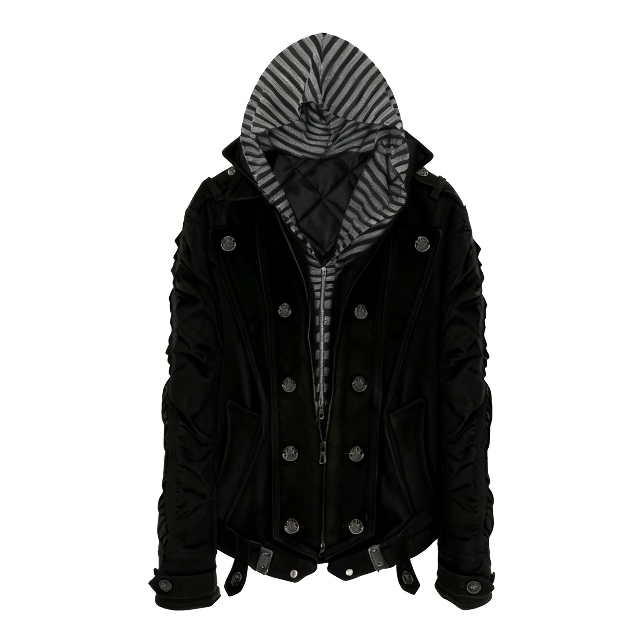 PAIKI_Warm_Slim_Fit_Long_Striped_Detachable_Hood_Dark_Youth_Daily_Black_Puffer_Jackets_MISSTT