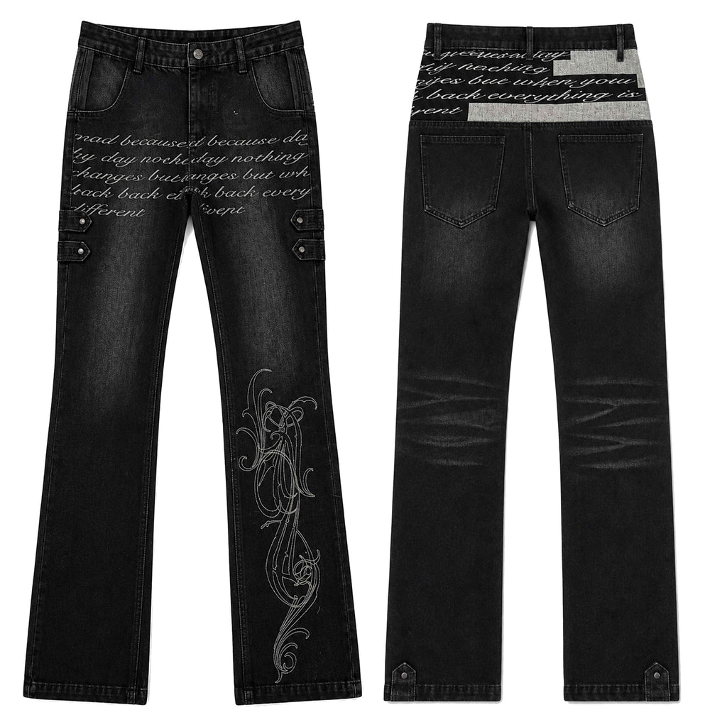 PAIKI_Washed_Reverse_Totem_Print_Letter_Women's_Denim_Slim_Jeans_1080109137272_MISSTT