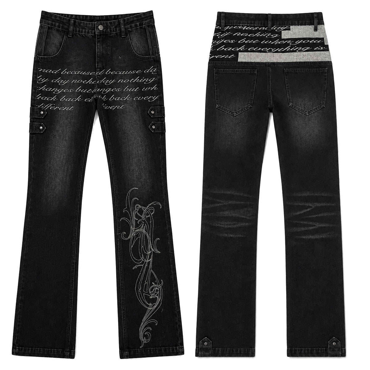PAIKI_Washed_Reverse_Totem_Print_Letter_Women's_Denim_Slim_Jeans_1080109137272_MISSTT