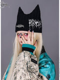 PINKSPINK 3d Cat Ear Knitted Thorn Embroidery Metal Tag Women's Acrylic Beanies