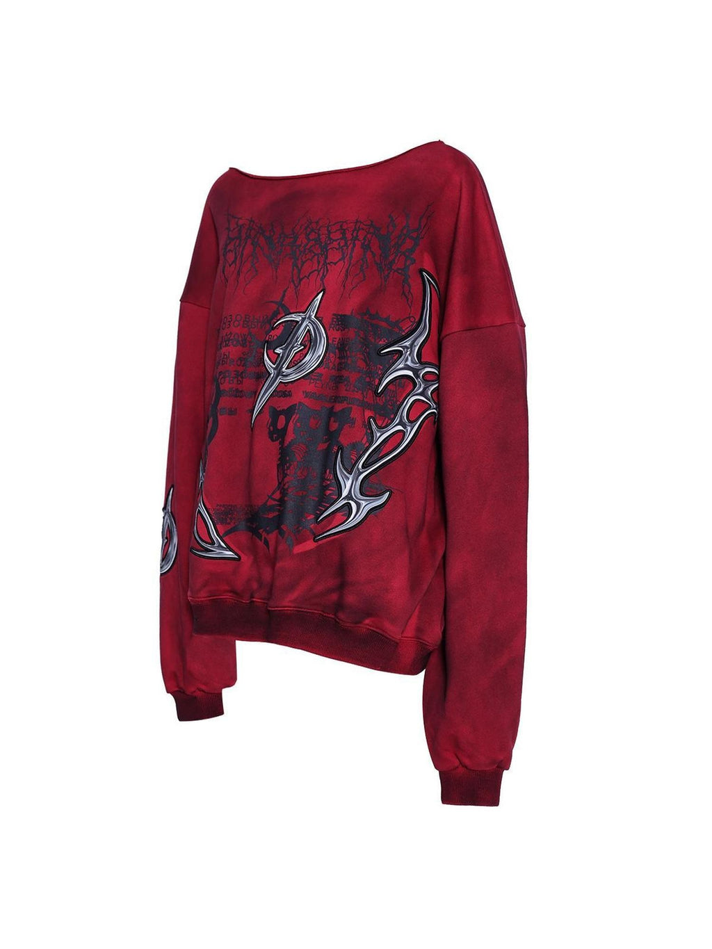 PINKSPINK 3d Embroidered Asymmetric One Shoulder Distressed Punk Y2k Women's Sweatshirts