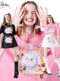 PINKSPINK 3d Garfield Cat Print Text Loose Women's Short Sleeve T-shirts