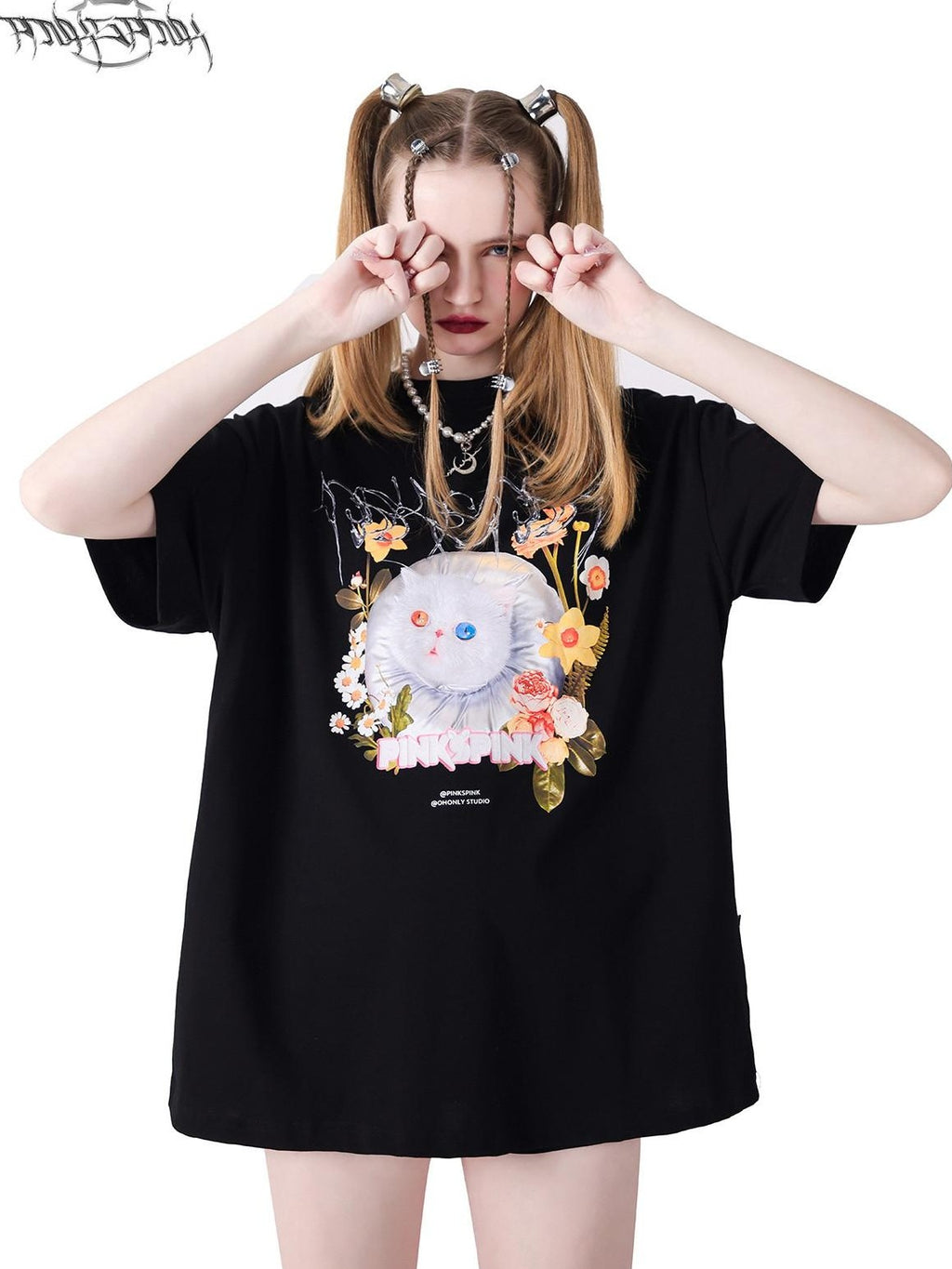 PINKSPINK 3d Garfield Cat Print Text Loose Women's Short Sleeve T-shirts