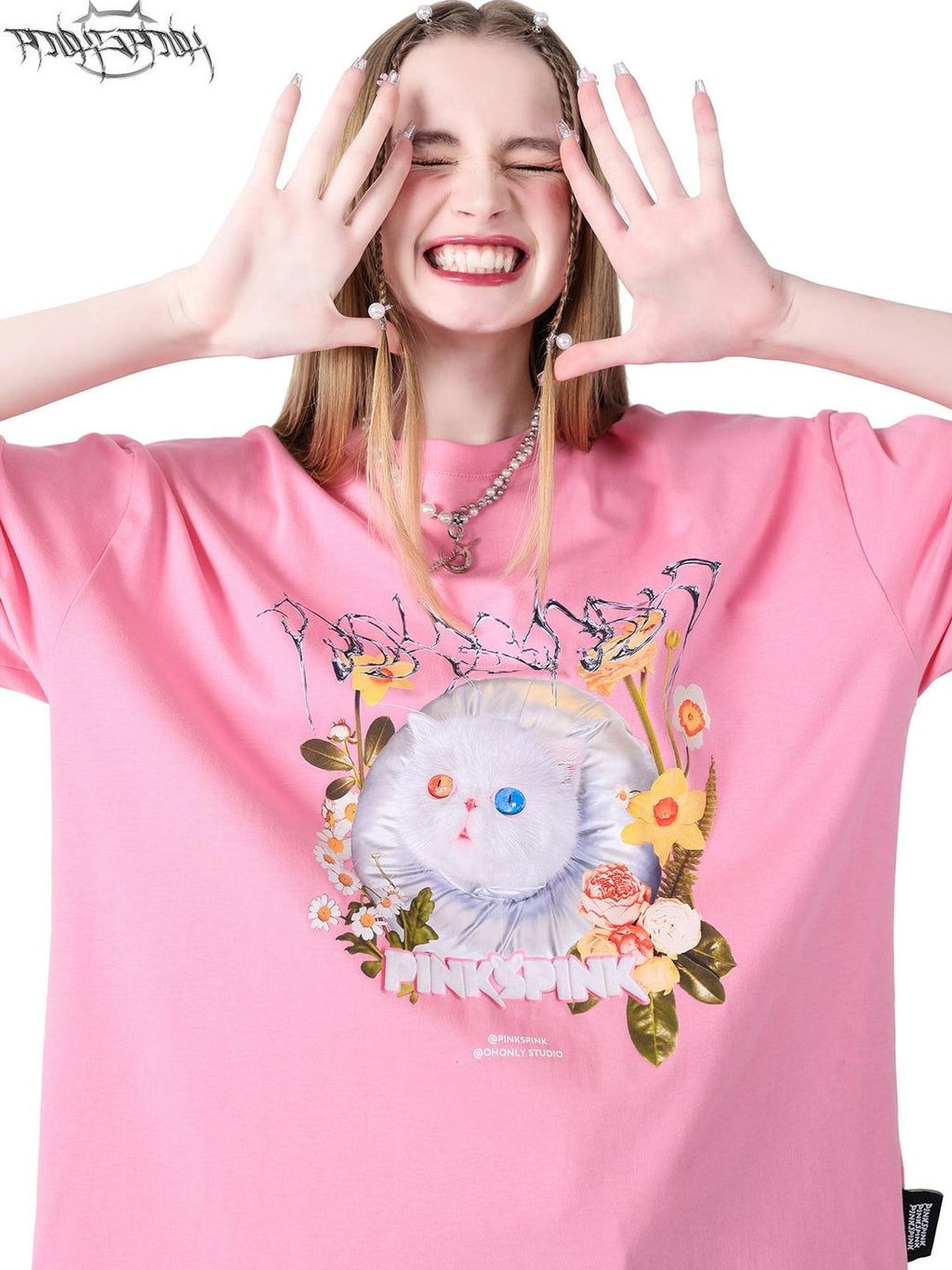 PINKSPINK 3d Garfield Cat Print Text Loose Women's Short Sleeve T-shirts