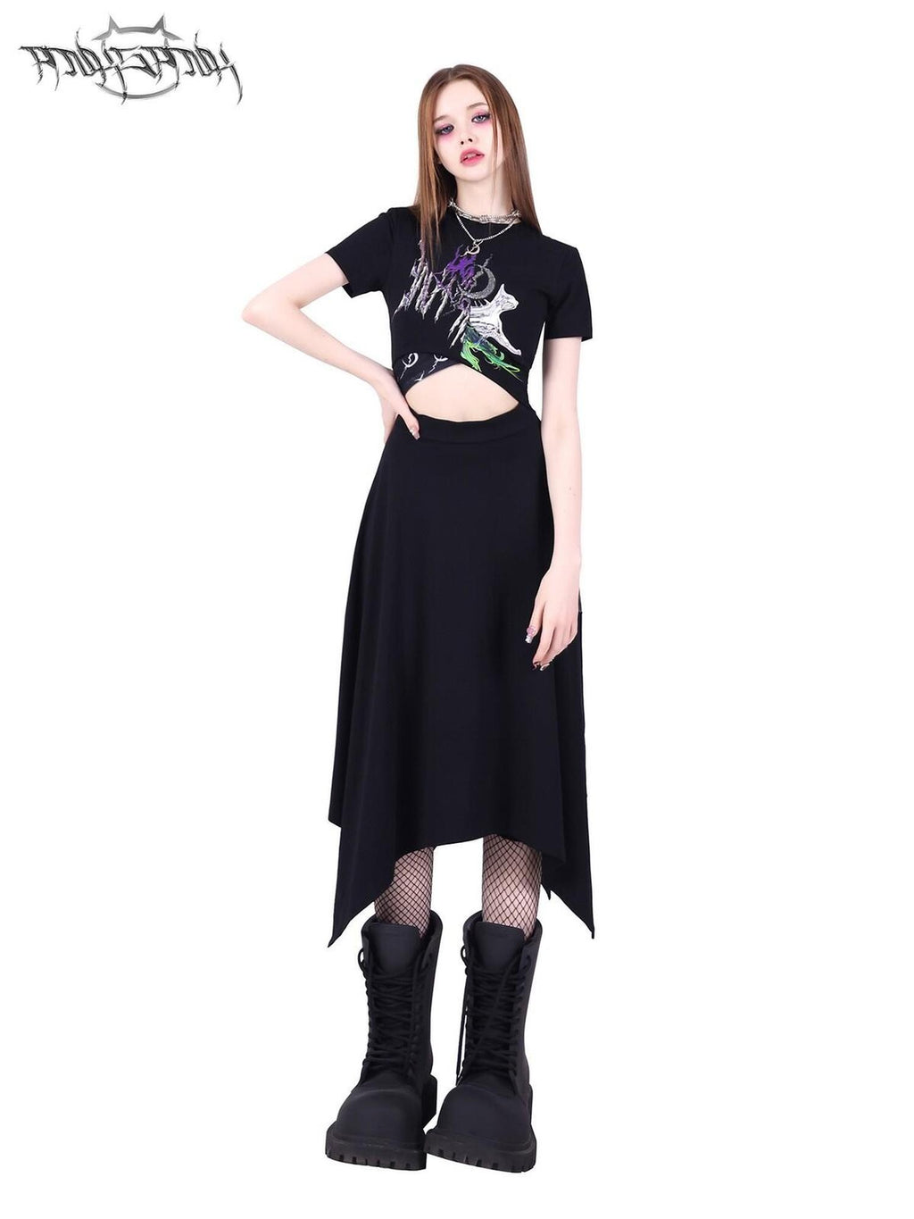 PINKSPINK 3d Patchwork Cutout Cinched Waist Women's Cotton Casual Midi Dresses