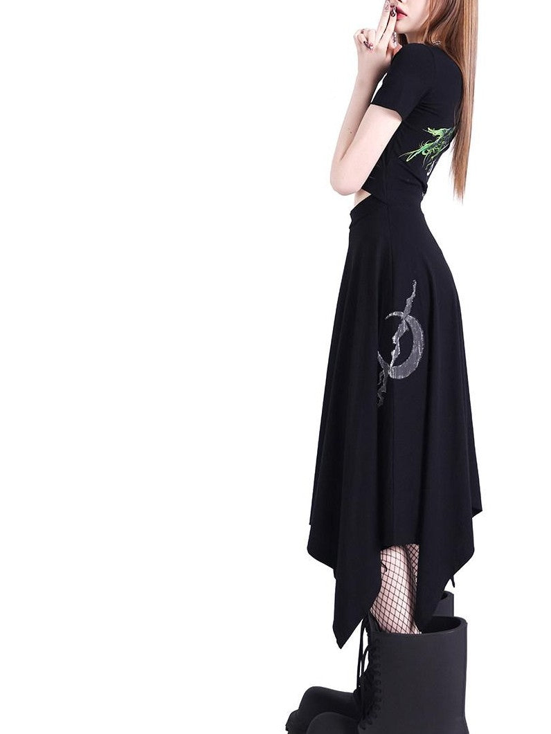 PINKSPINK 3d Patchwork Cutout Cinched Waist Women's Cotton Casual Midi Dresses