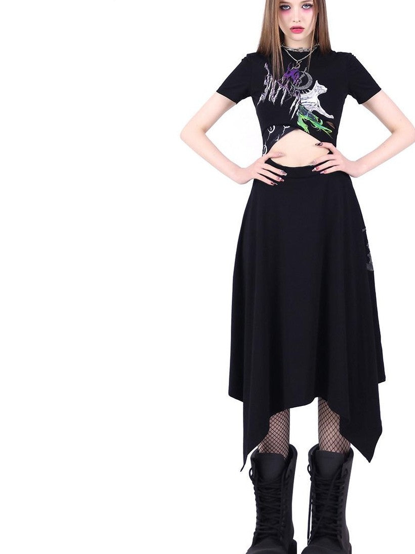 PINKSPINK 3d Patchwork Cutout Cinched Waist Women's Cotton Casual Midi Dresses