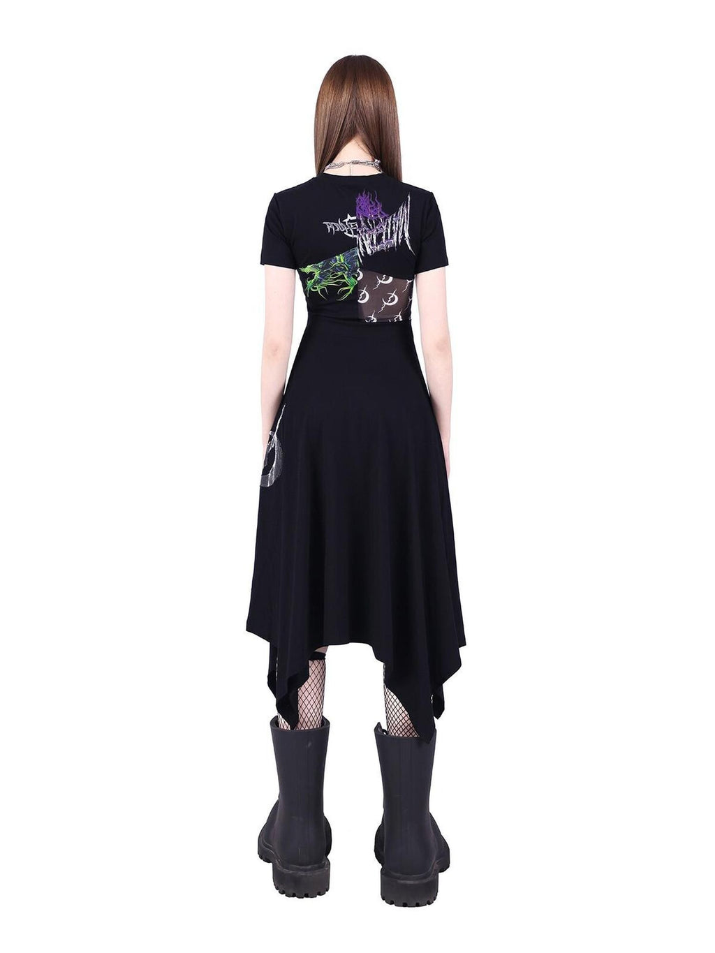 PINKSPINK 3d Patchwork Cutout Cinched Waist Women's Cotton Casual Midi Dresses