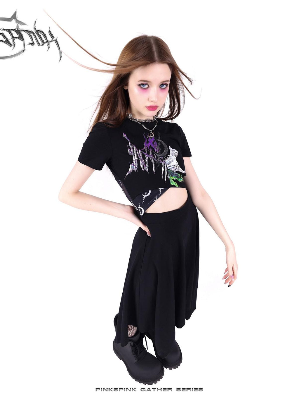 PINKSPINK 3d Patchwork Cutout Fishtail Hem Women's Cotton Casual Midi Dresses
