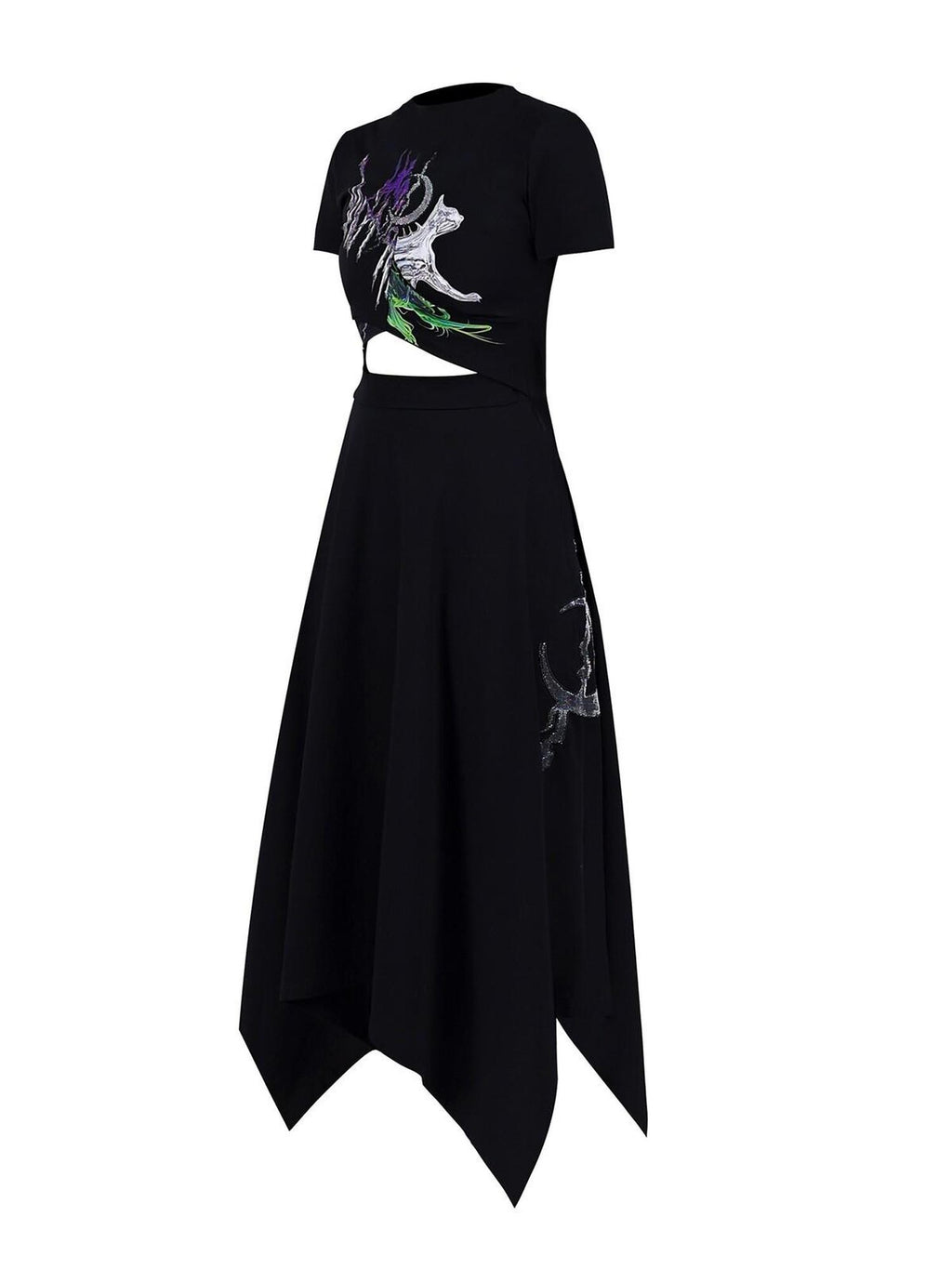 PINKSPINK 3d Patchwork Cutout Fishtail Hem Women's Cotton Casual Midi Dresses