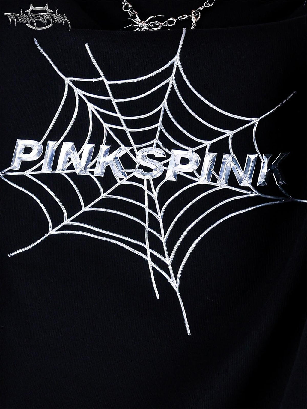 PINKSPINK 3d Spiderweb Text Print Street Hip Hop Women's Oversized T-shirts